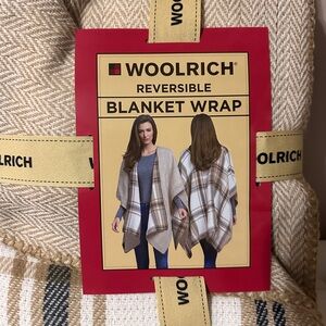 Woolrich Beige and Gray Reversible Blanket Wrap